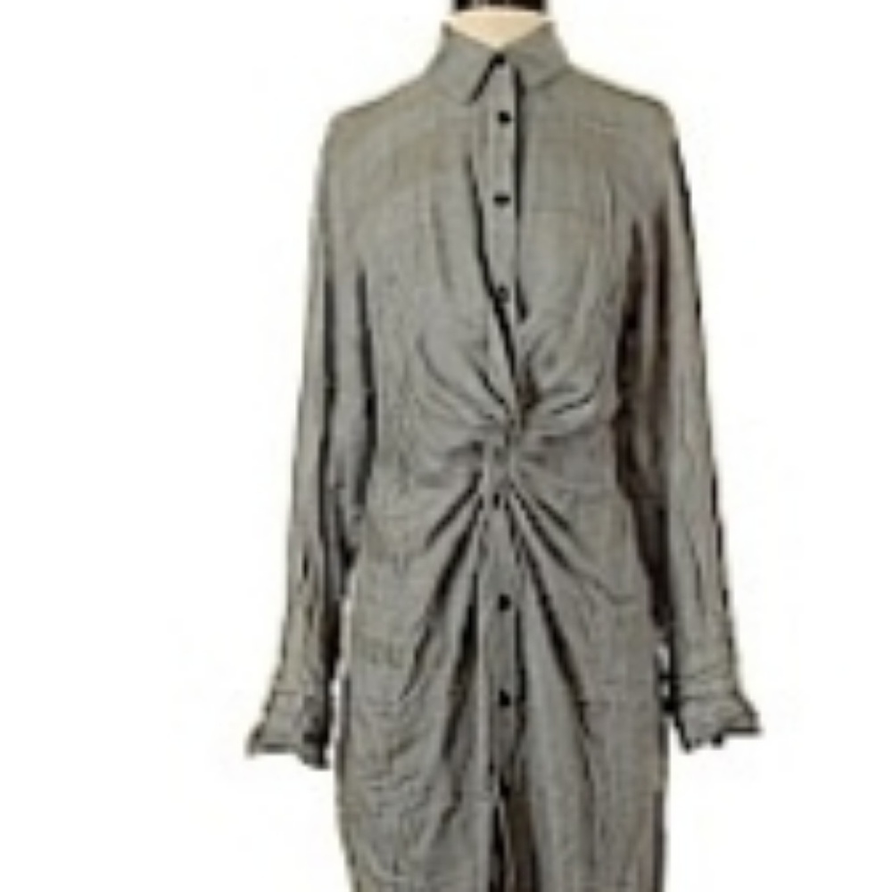Zara Midi Shirt Dress with Twist Front Accent
